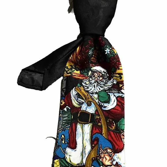 ADDICTION BLACK RED GREEN GIFTS Santa Christmas Silk St Nick Men Necktie tie - Picture 1 of 10